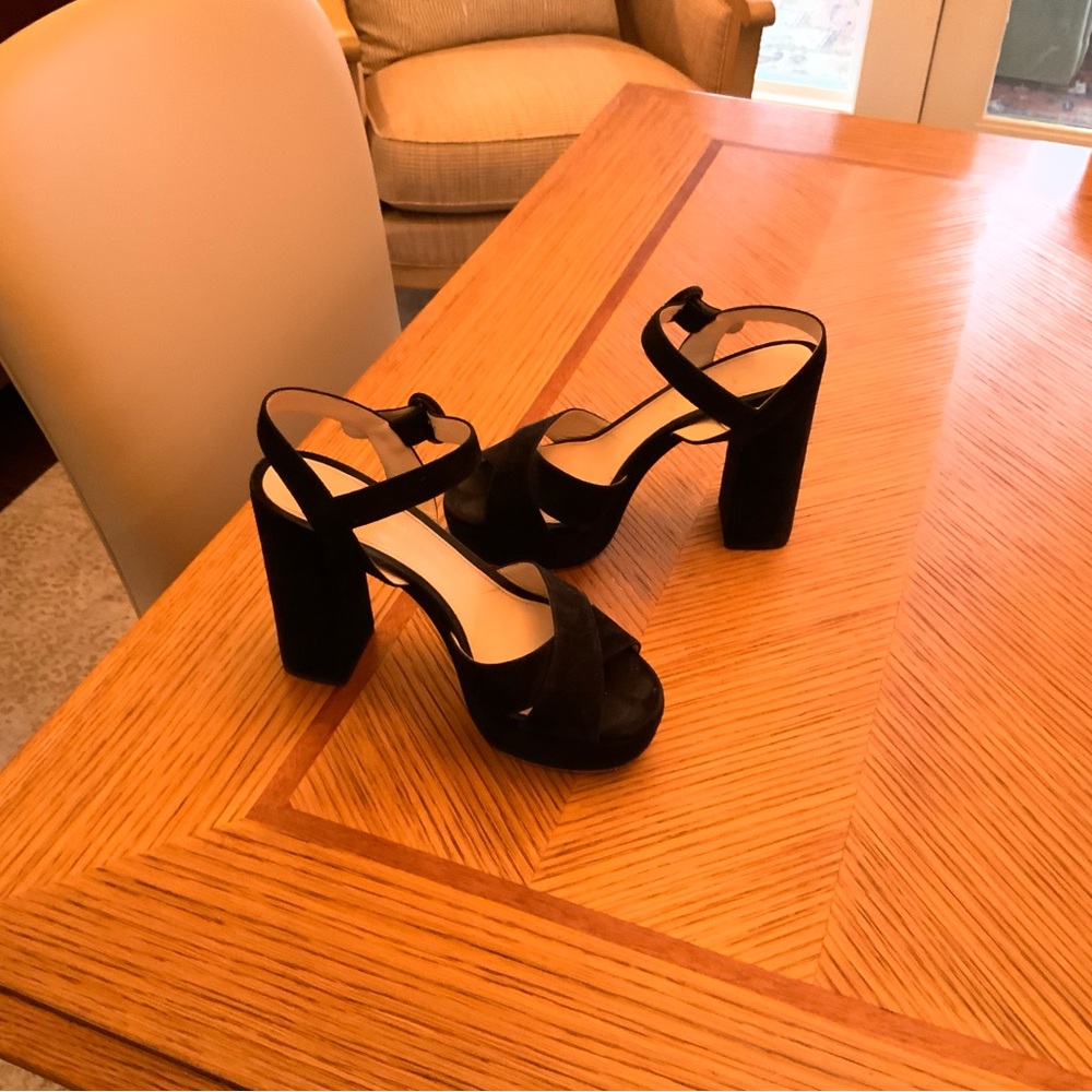 Prada Black Suede Platform Heels